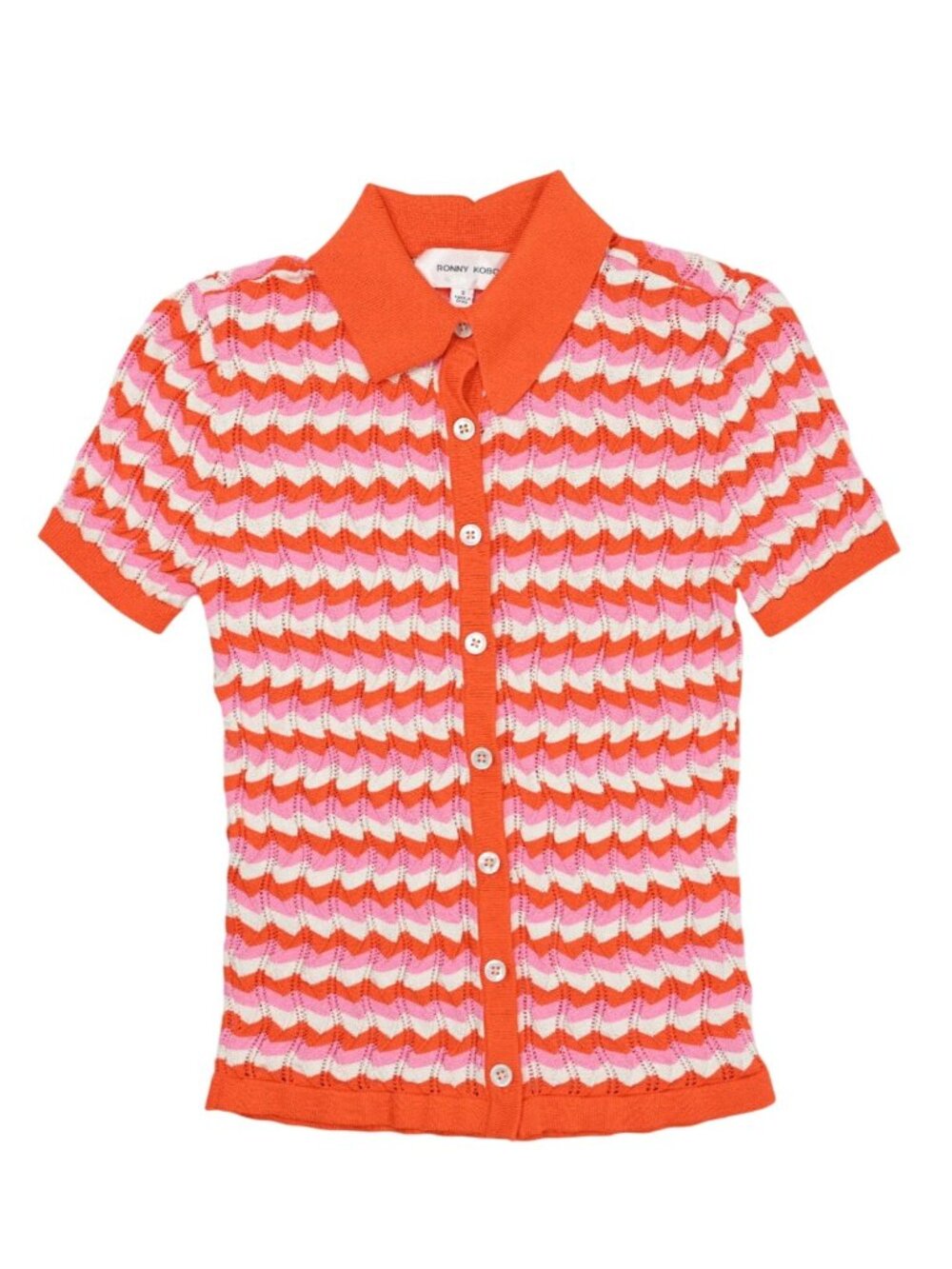 Ronny Kobo Tallys Striped Knit Button Front Top in Carnation Multi